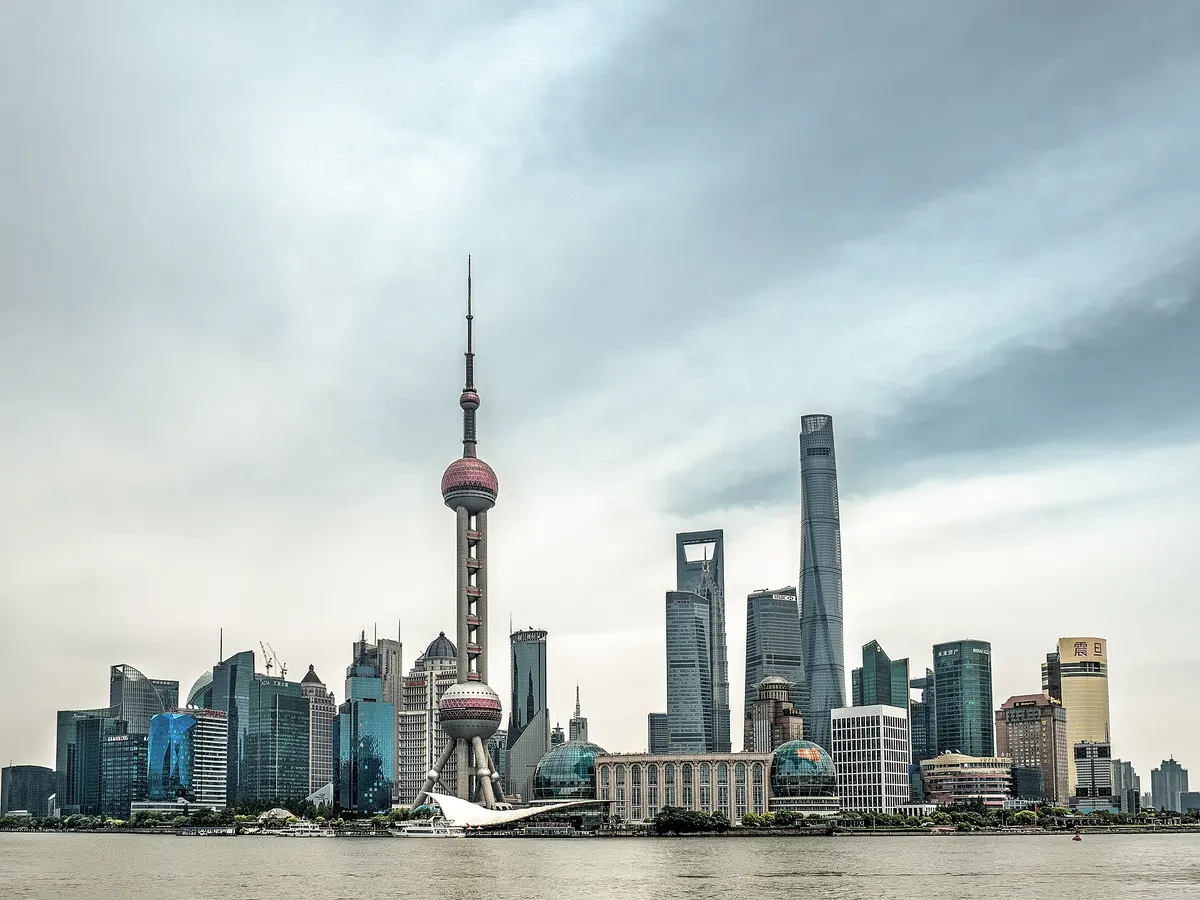The Pudong skyline and waterfront in Shanghai, China.