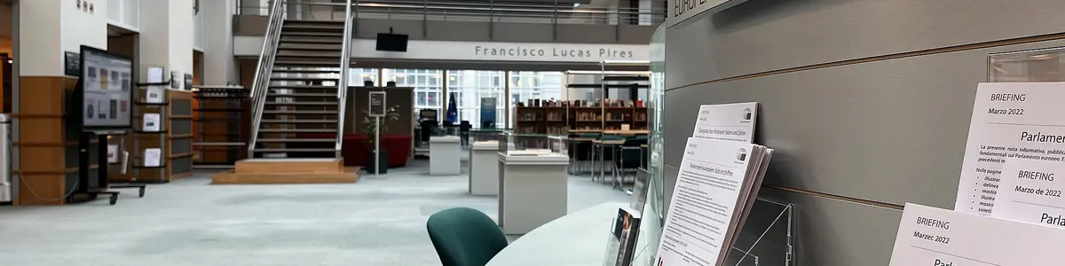 Reading room at the European Parliament Library in Brussels.
